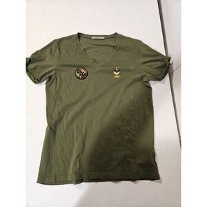 Addicted Militarism Tee Shirt Lg 34 Military Best Choice Green 100% Cotton (1405